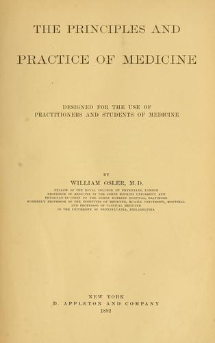 Principles and practice of Medicine - William Osler - Raciocínio Clínico